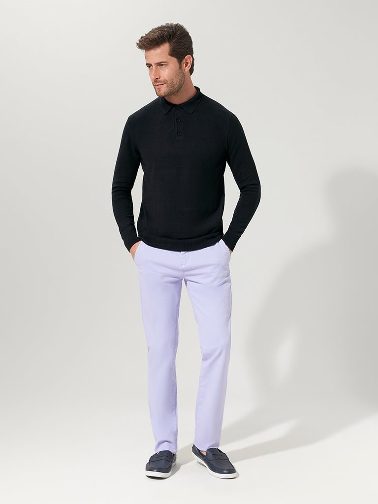 Black Cotton Suri Polo Sweater - Joe Bananas | Australia