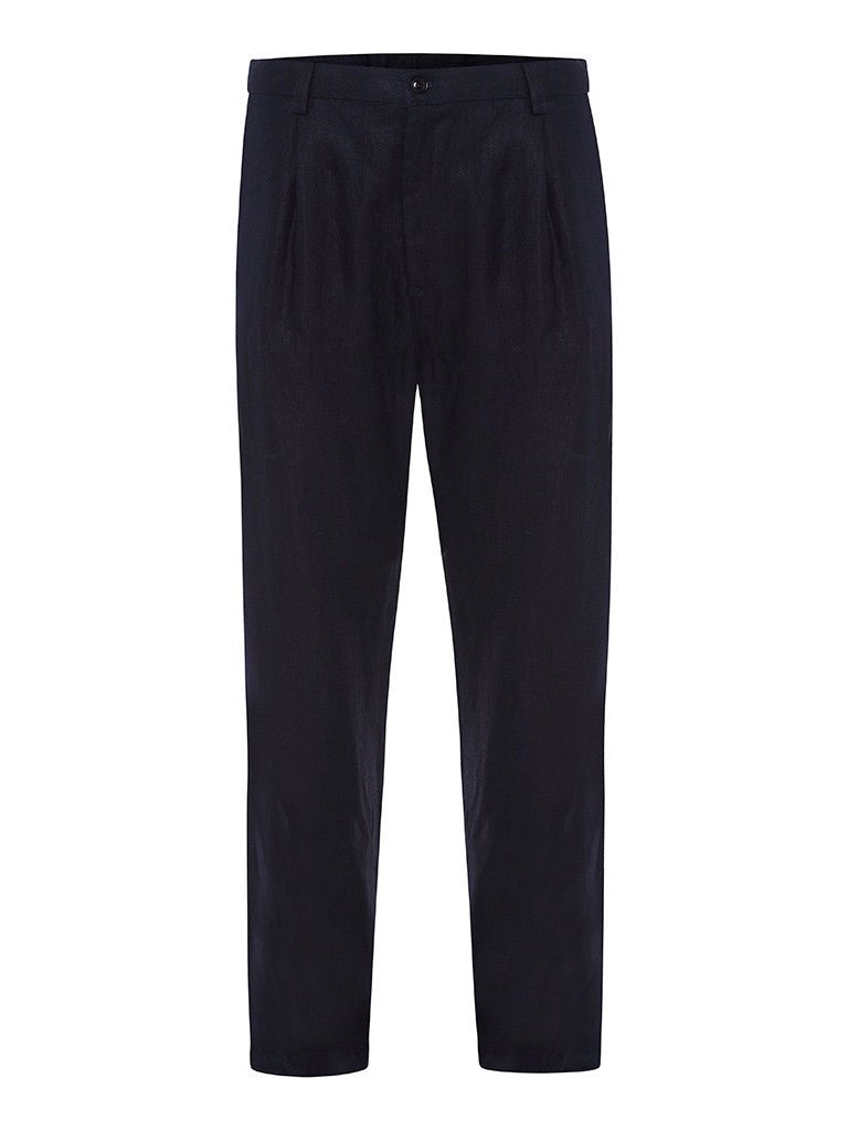 Navy Herringbone Linen Trousers - Joe Bananas | Australia