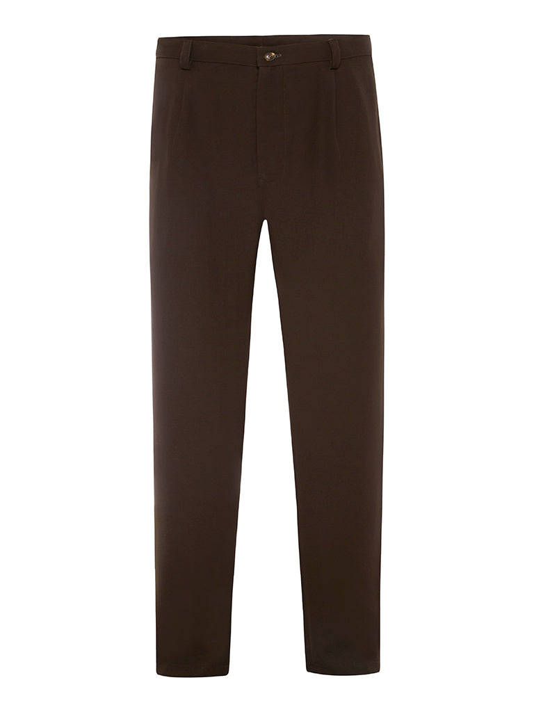 Chocolate Brown Silk Crepe Trousers